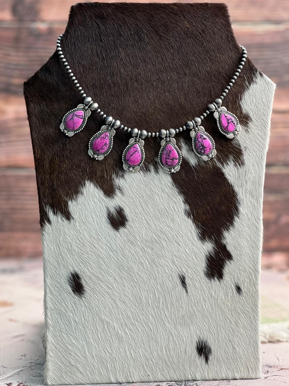 Handmade Sterling Silver Beaded Cherry Blossom Necklace "Signed Nizhoni"