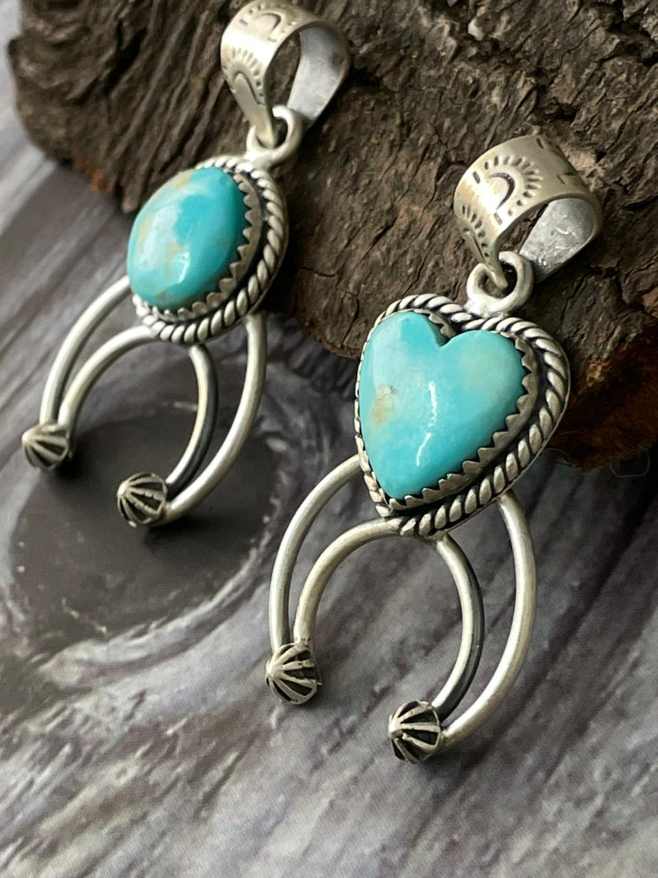 Handmade Sterling Silver Santa Maria Turquoise Pendant "Signed Nizhoni"