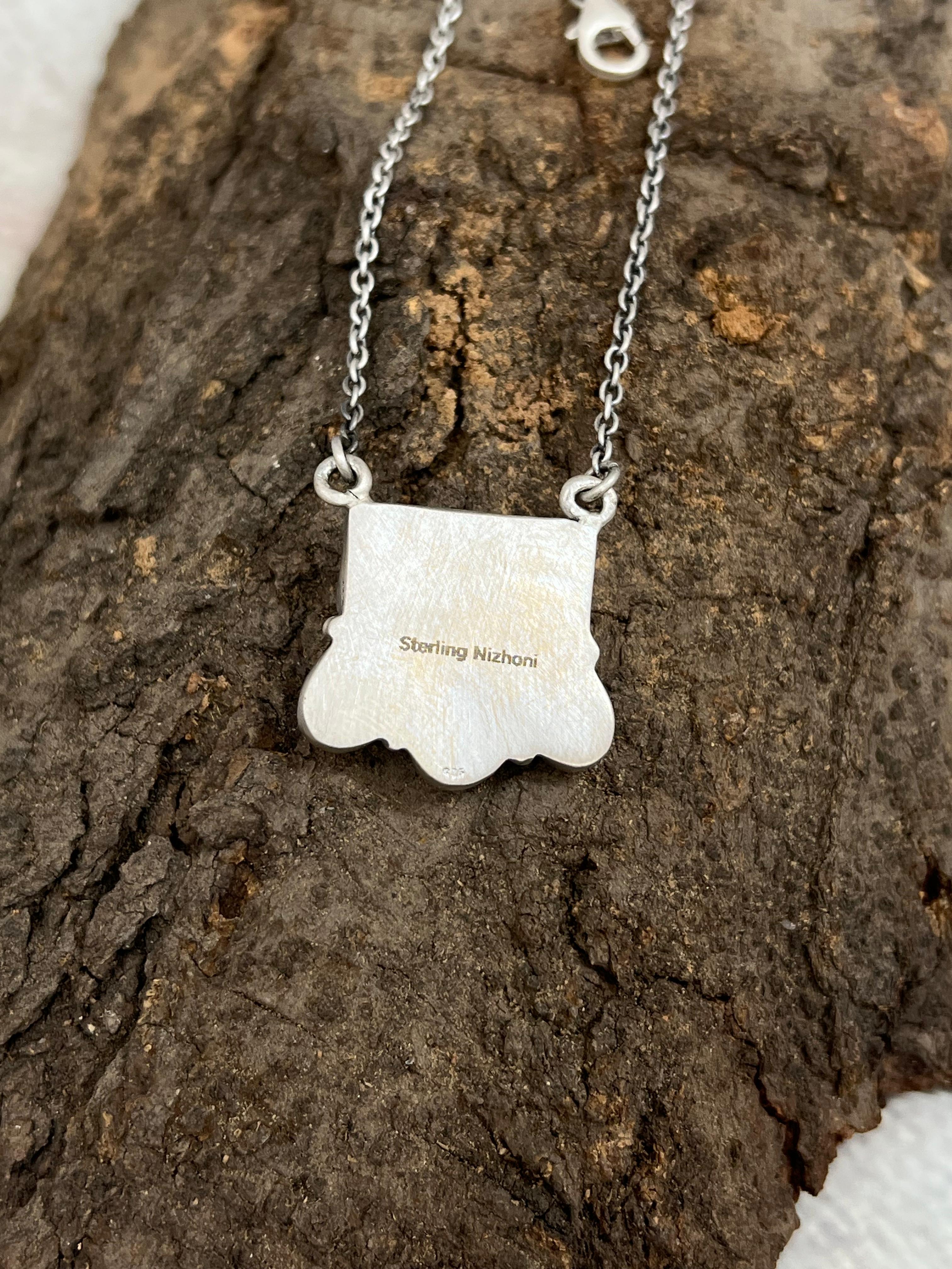 Handmade Sterling Silver Cotton Candy Turquoise Necklace with Signed Nizhoni (8)