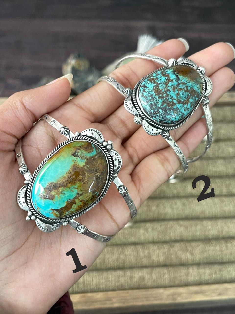 Handmade Sterling Silver Royston Turquoise Cuff Bracelet "Signed Nizhoni"