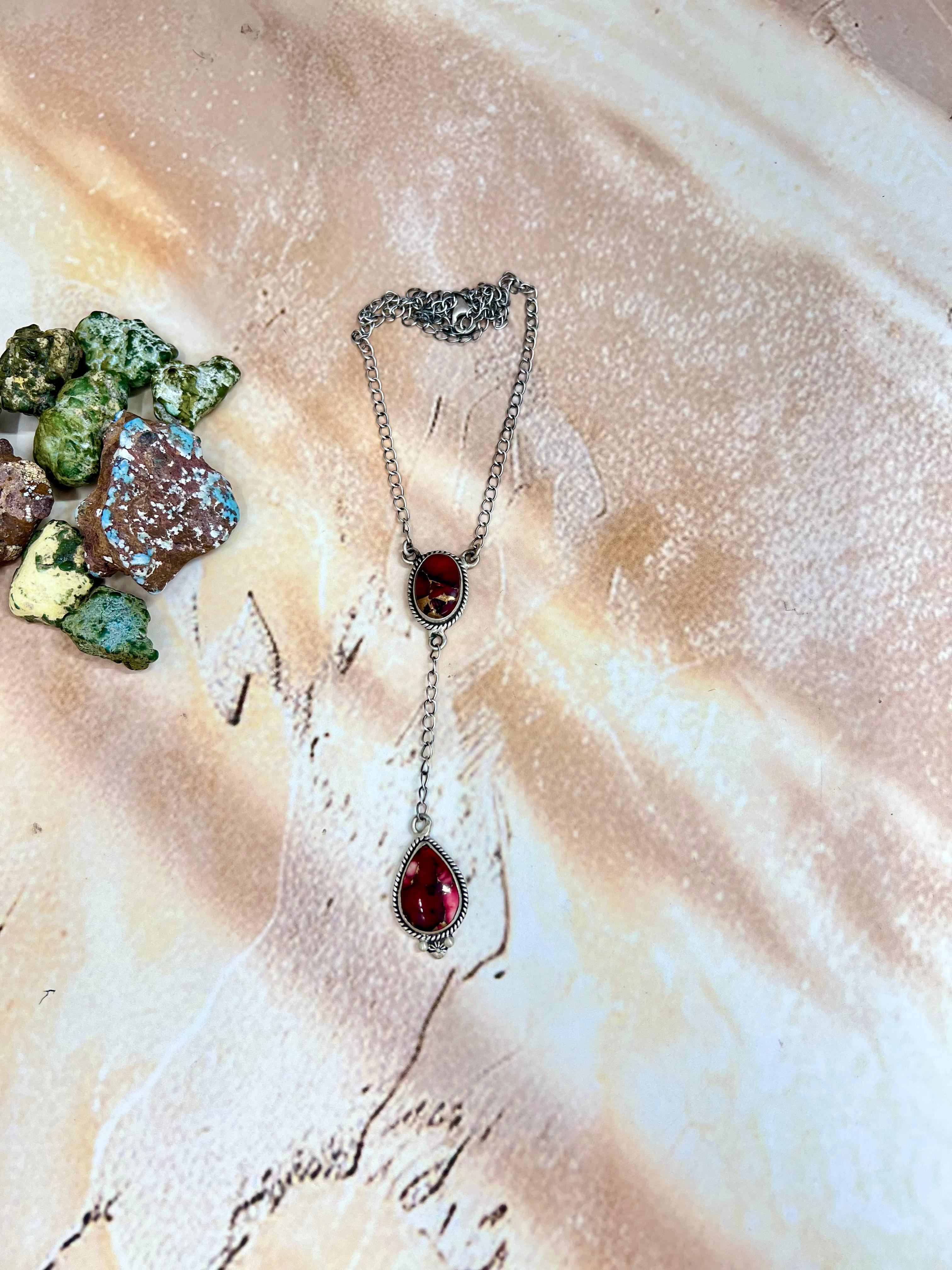 Handmade Sterling Silver Dahlia Rose Necklace with Signed Nizhoni