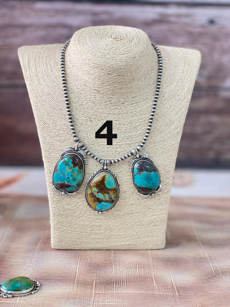 Handmade Sterling Silver Royston Turquoise Beaded Necklace "Signed Nizhoni"