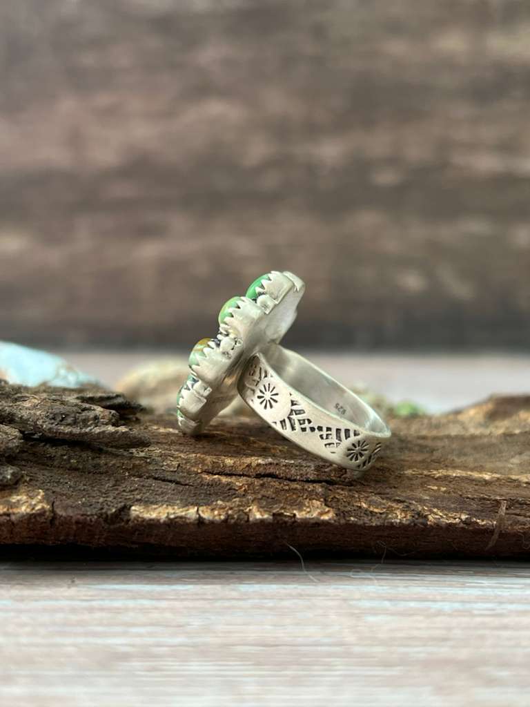 Handmade Sterling Silver Variscite Adjustable Ring Signed Nizhoni