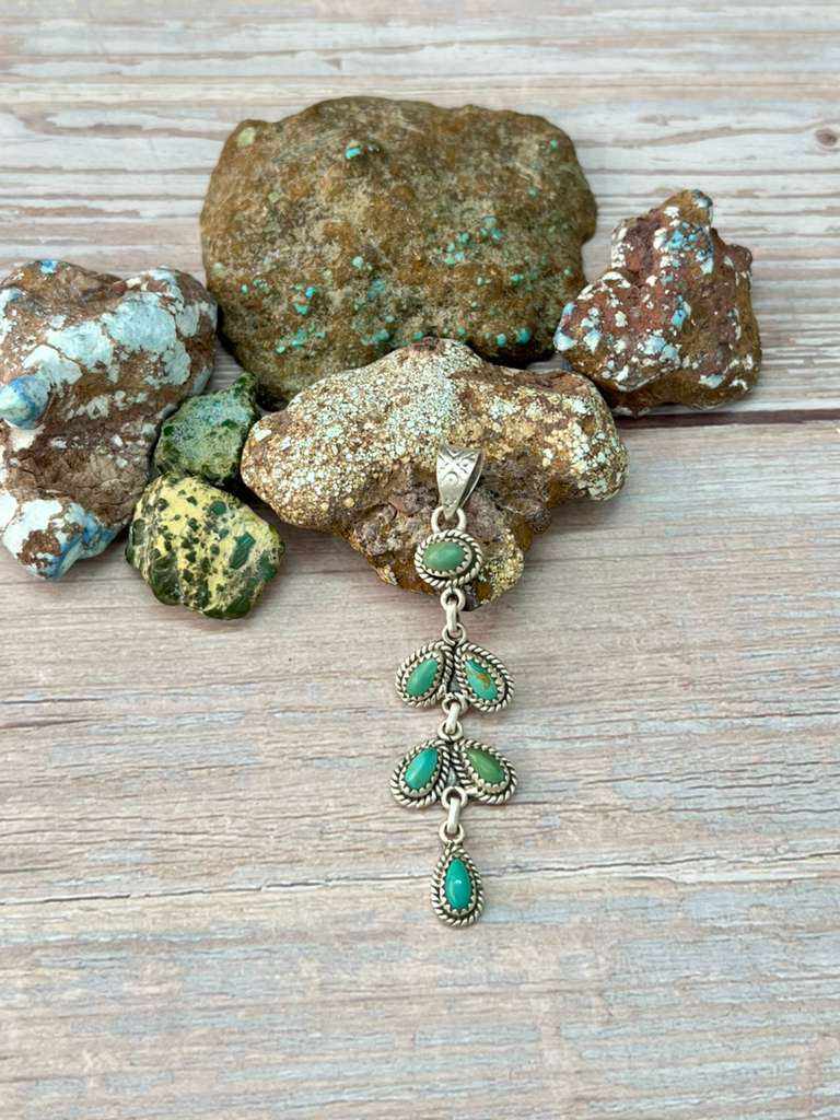 Handmade Sterling Silver Kingman Turquoise Pendant "Signed Nizhoni"