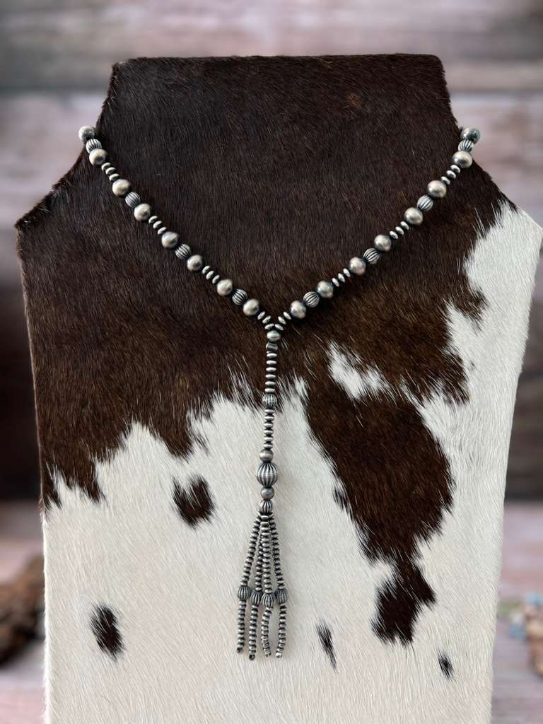 Handmade Sterling Silver Beaded Necklace with Signed Nizhoni (7)