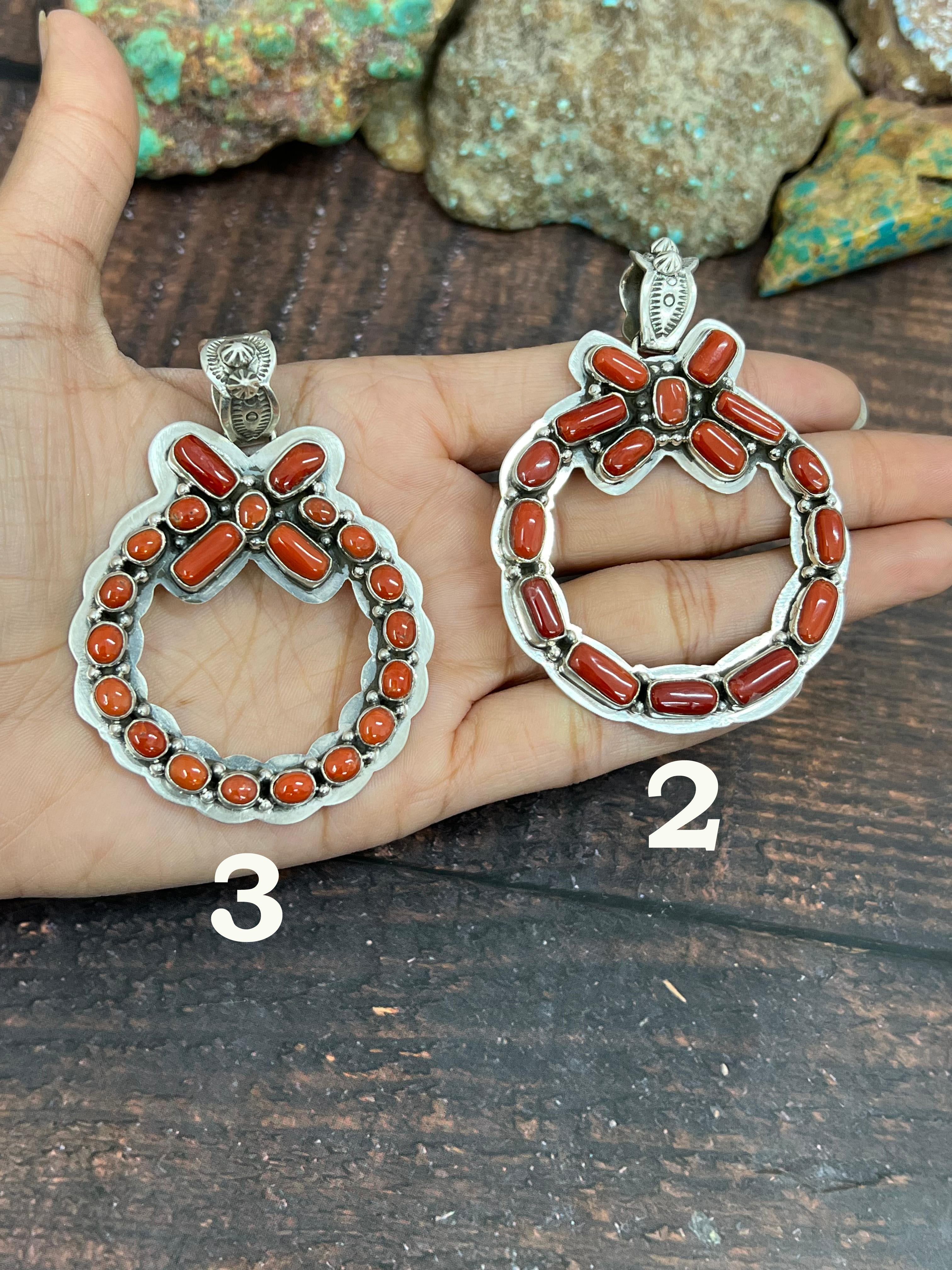 Handmade Sterling Silver Multi Stones Pendant, Signed Nizhoni