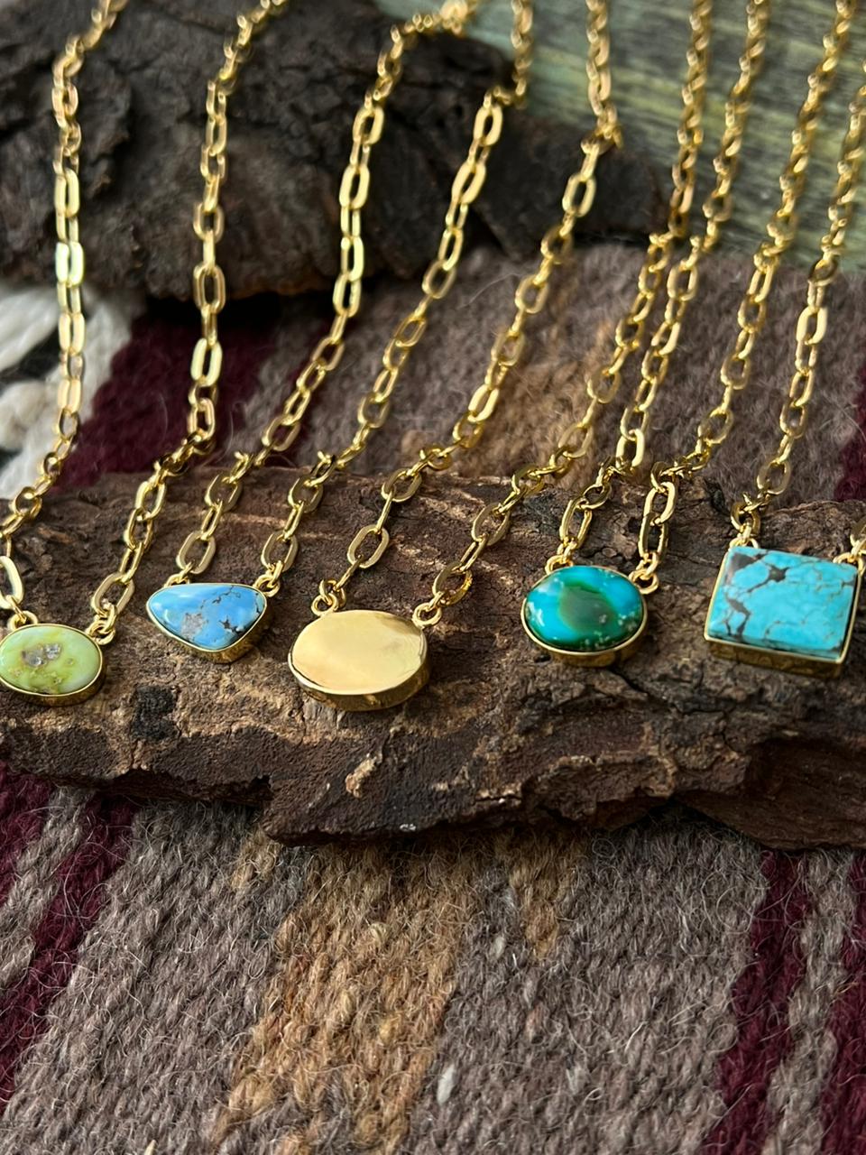 “The Golden Collection” The Grand Mesa Handmade Number 8 Turquoise with Gold Multi Stones Necklace