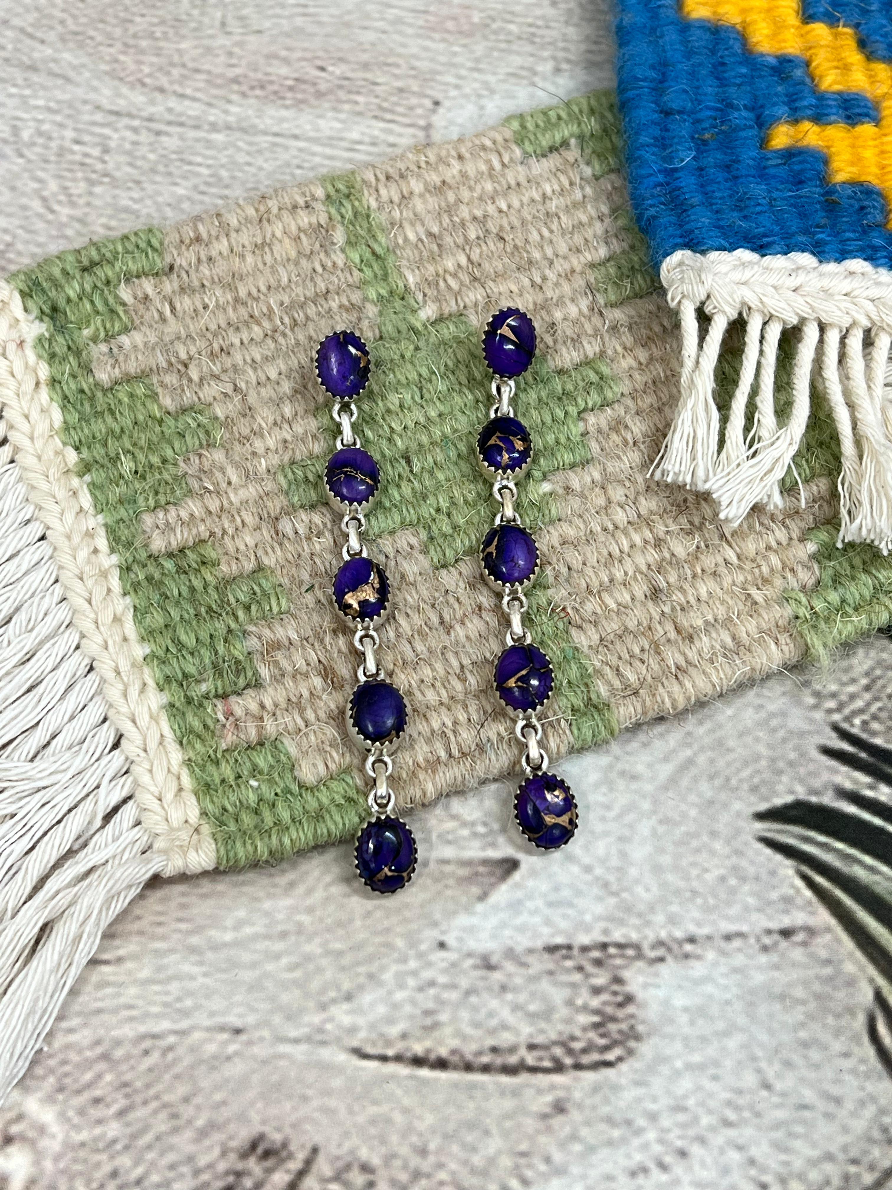 Handmade Sterling Silver Grape Dahlia Post Studs with Signed Nizhoni