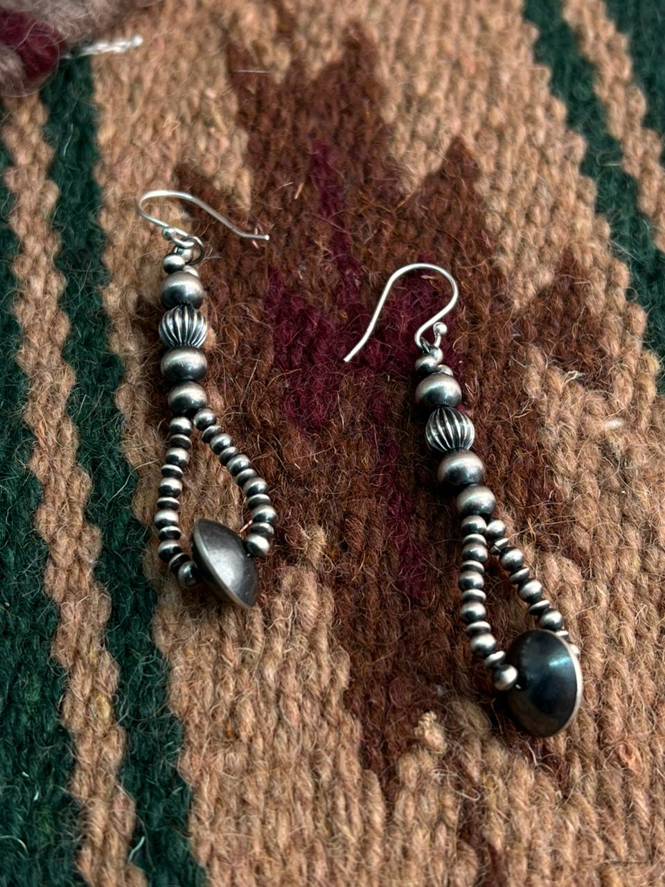 Handmade Sterling Silver Beaded Hook Dangle Earrings