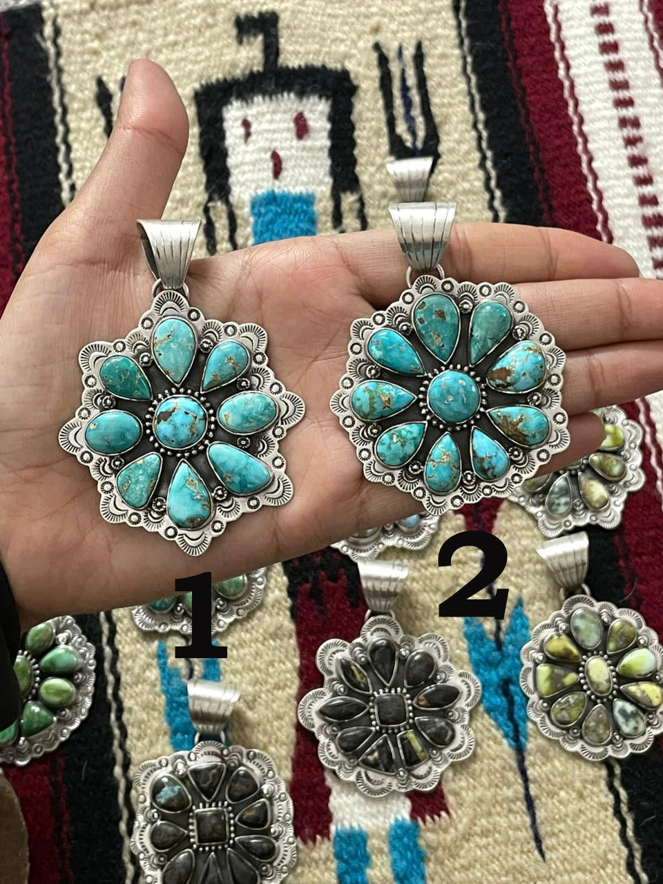 Handmade Sterling Silver Multi Stone Pendant "Signed Nizhoni"