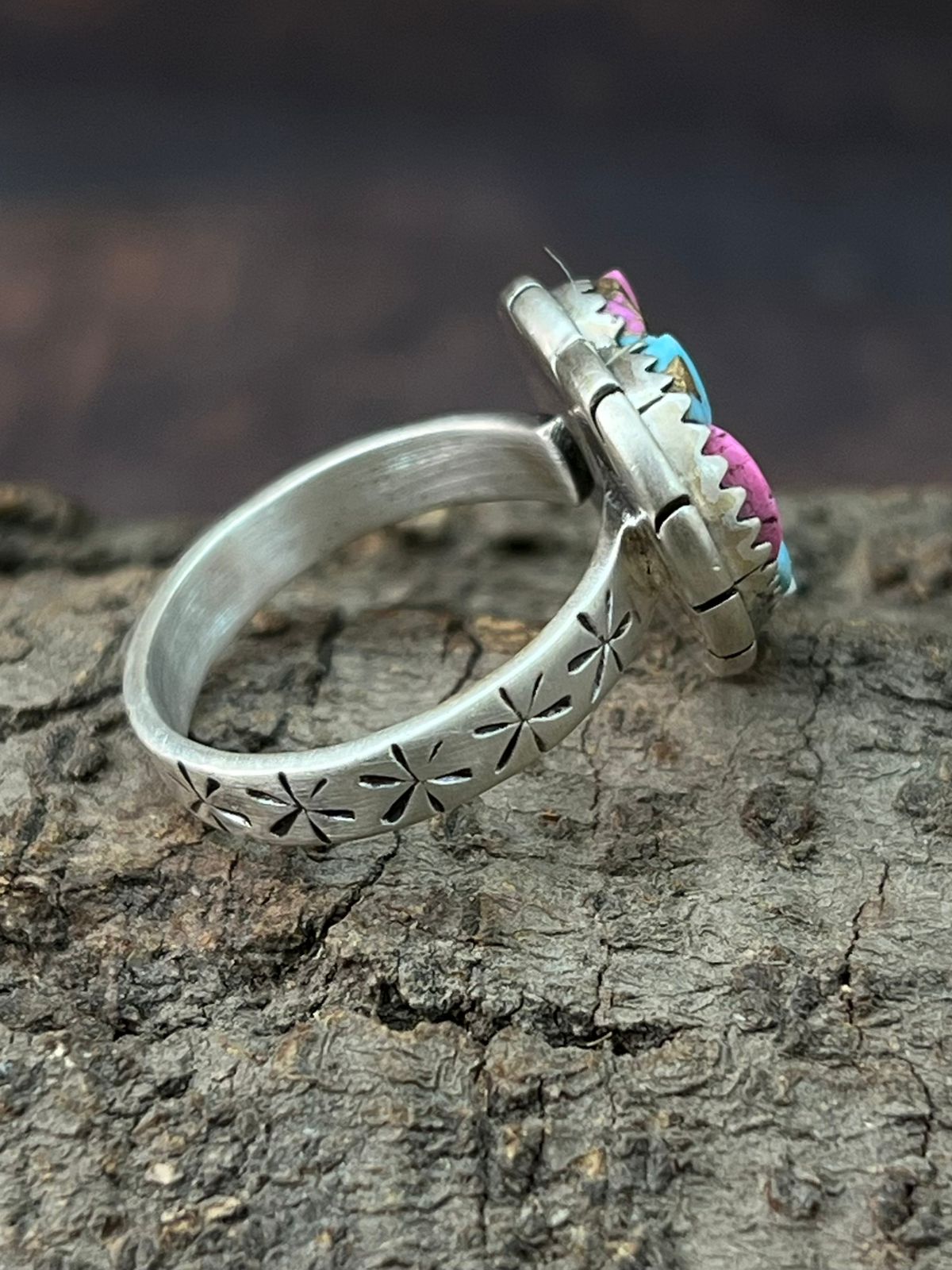 Handmade Sterling Silver Cotton Candy Heart Shape Adjustable Ring "Signed Nizhoni"