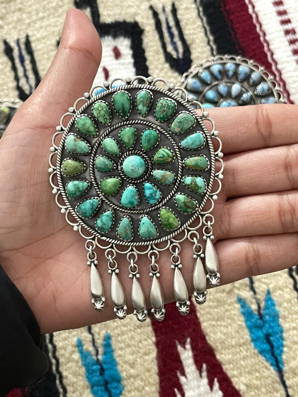 Handmade Sterling Silver Multi Stone Pendant "Signed Nizhoni"