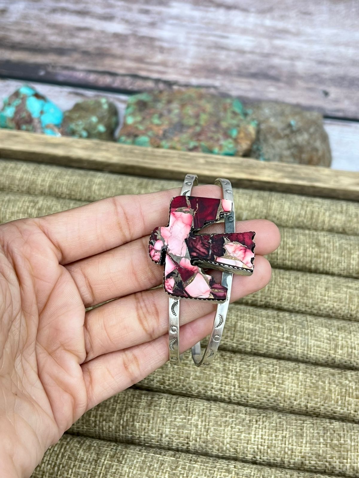 Handmade Sterling Silver Dahlia Rose Thunder Bird Cuff Bracelet with Signed Nizhoni