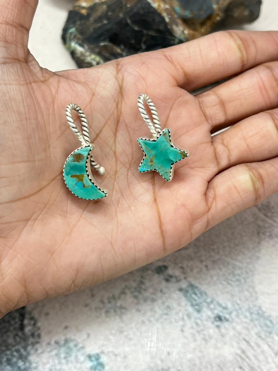 Handmade Sterling Silver Kingman Turquoise Hat Pins "Signed Nizhoni"