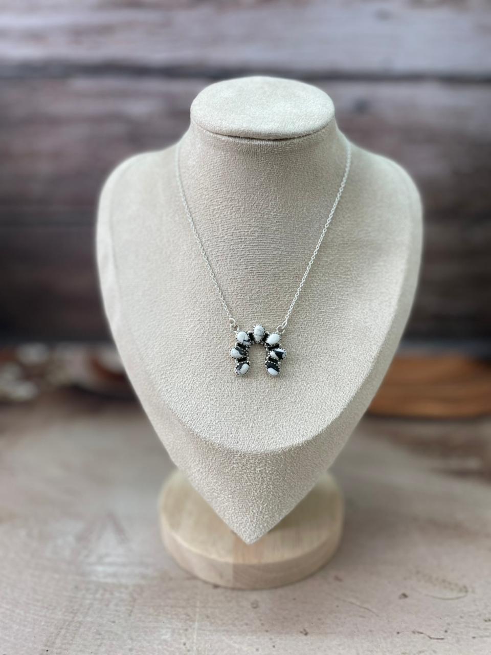 Handmade Sterling Silver White Buffalo Naja Necklace "Signed Nizhoni"