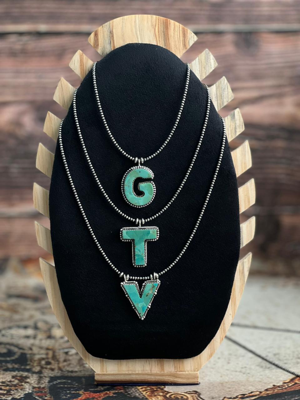 Handmade Sterling Silver Kingman Turquoise Beaded Necklace "Signed Nizhoni"