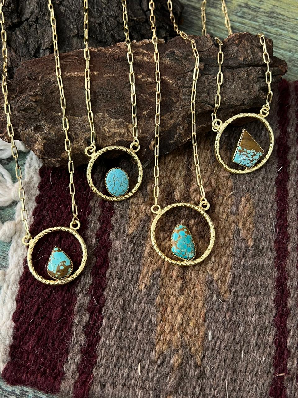 “The Golden Collection” Handmade Number 8 Turquoise with Gold Necklace