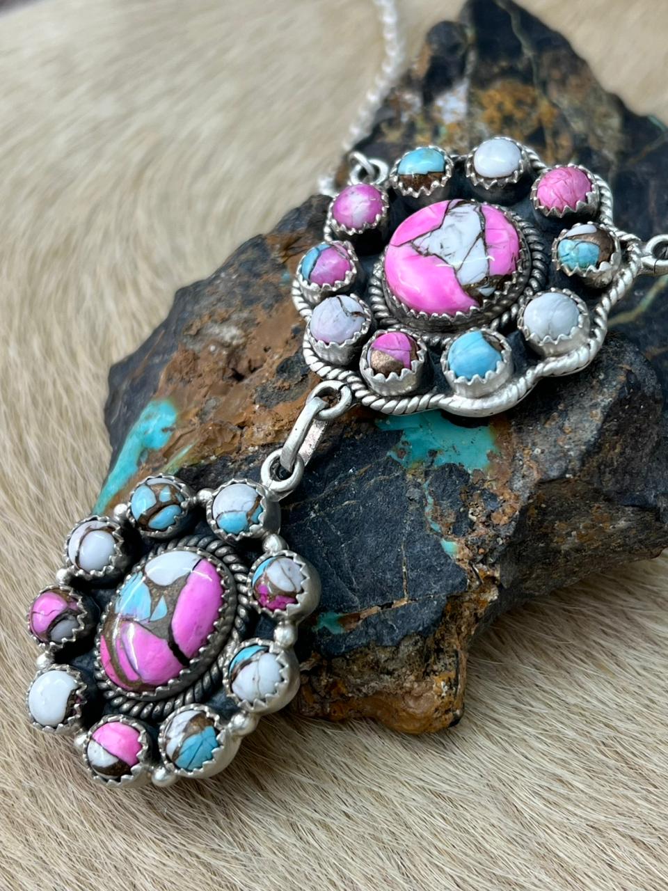 Handmade Sterling Silver Cotton Candy Necklace "Signed Nizhoni"