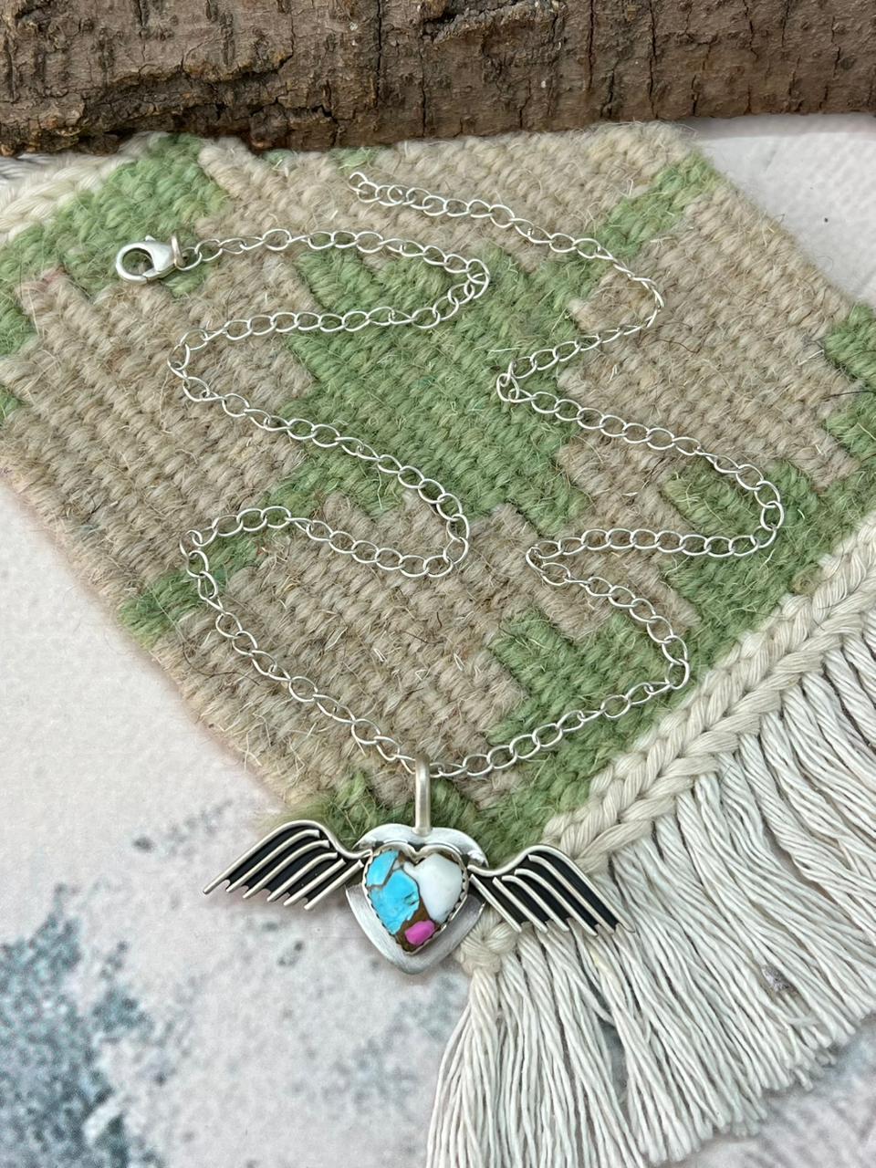 Handmade Sterling Silver Cotton Candy Necklace "Signed Nizhoni"