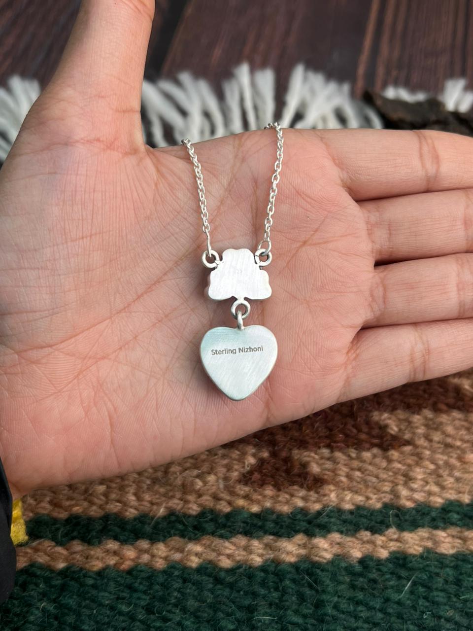 "Heart Collection" Handmade Sterling Silver Cotton Candy Necklace "Signed Nizhoni"