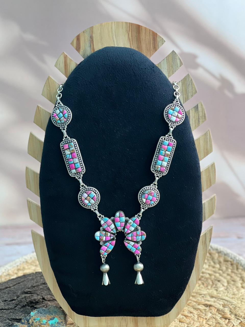 Handmade Sterling Silver Cotton Candy Necklace "Signed Nizhoni"