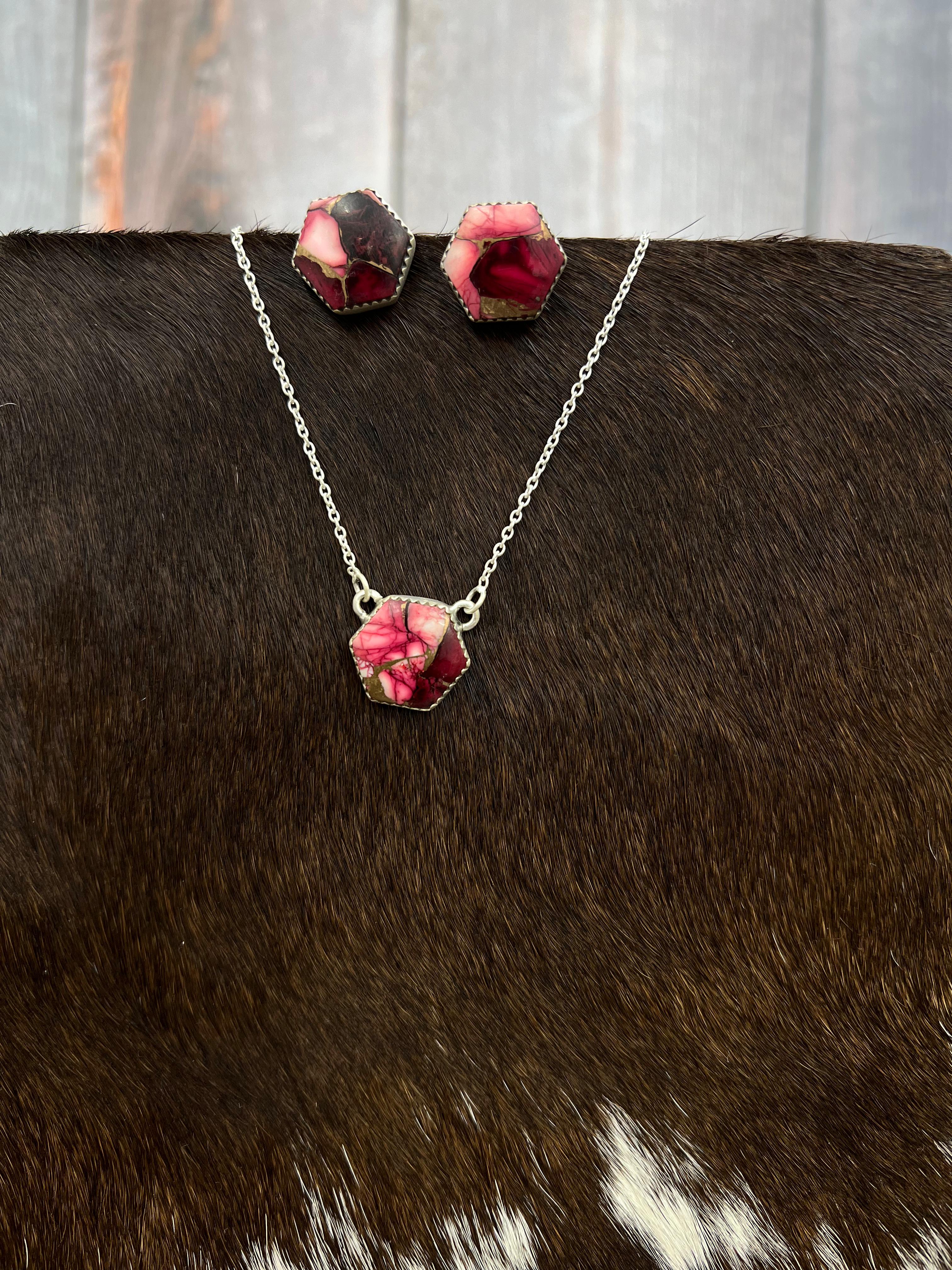 Handmade Sterling Silver Dahlia Rose Necklace Earrings Set with Signed Nizhoni (6)