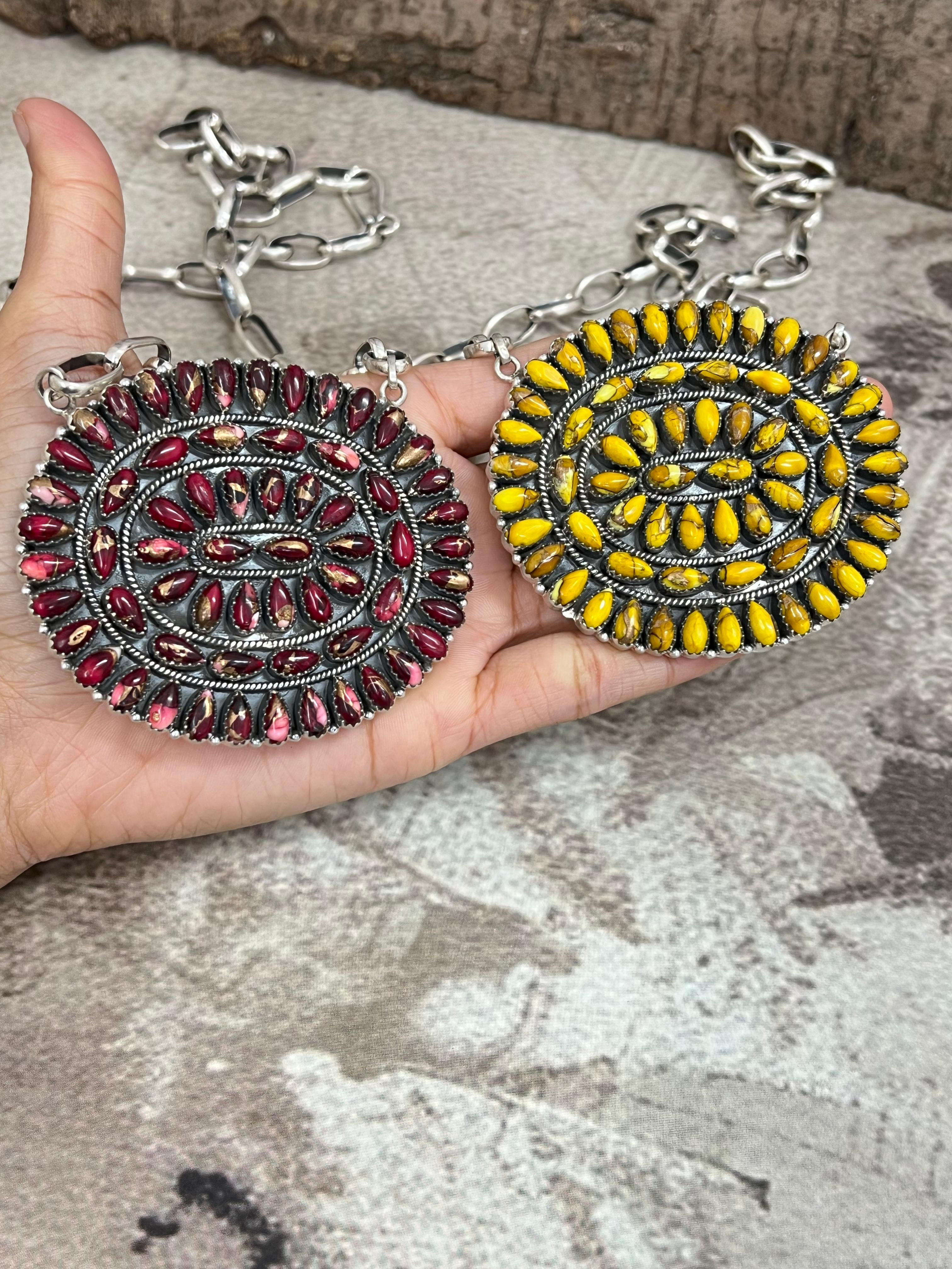 Handmade Sterling Silver Dahlia Rose, Honey Dahlia Necklace, Signed Nizhoni