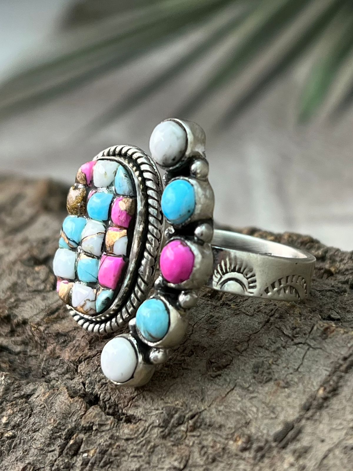 Handmade Sterling Silver Cotton Candy Adjustable Ring "Signed Nizhoni"