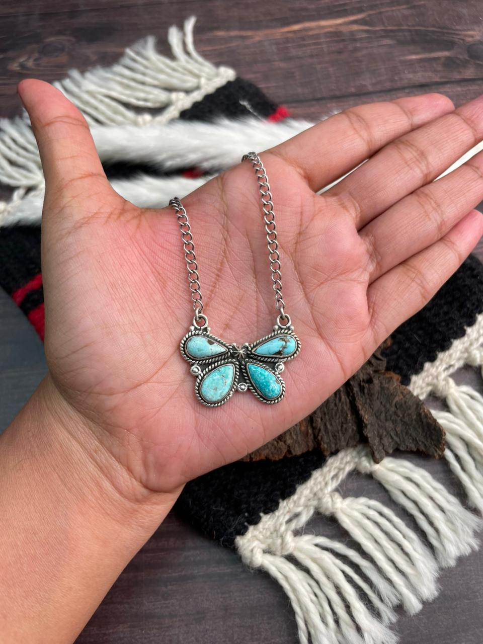 Handmade Sterling Silver White Water Turquoise Necklace "Signed Nizhoni"