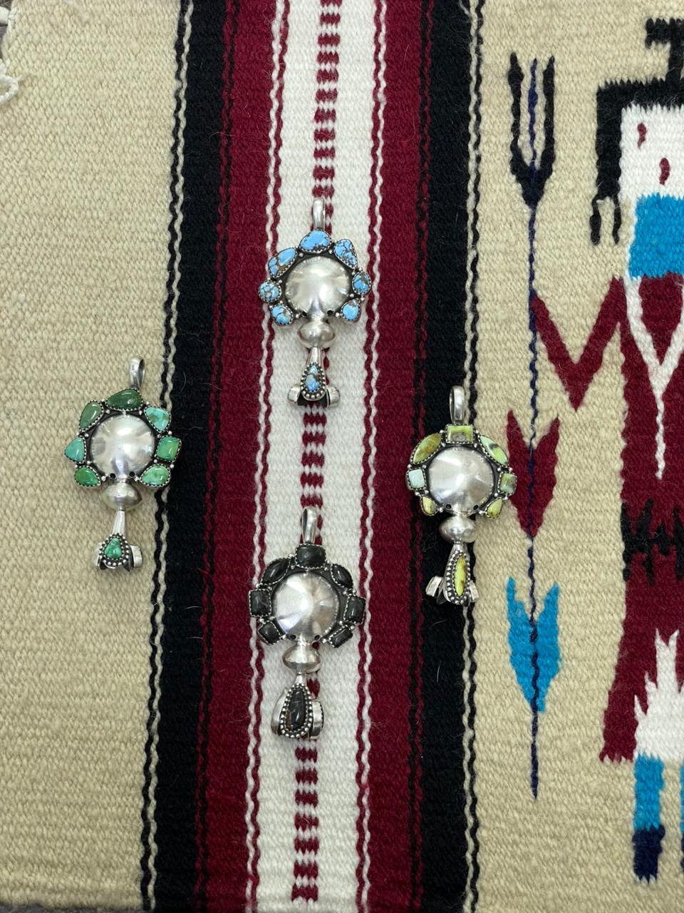 Handmade Sterling Silver Multi Stone Pendant "Signed Nizhoni"