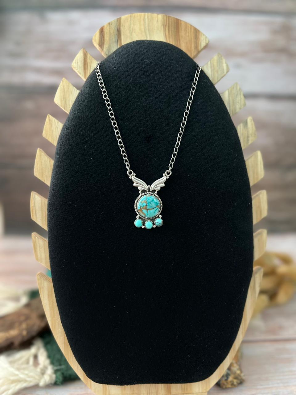Handmade Sterling Silver Mint Dahlia Collection: Necklace "Signed Nizhoni"
