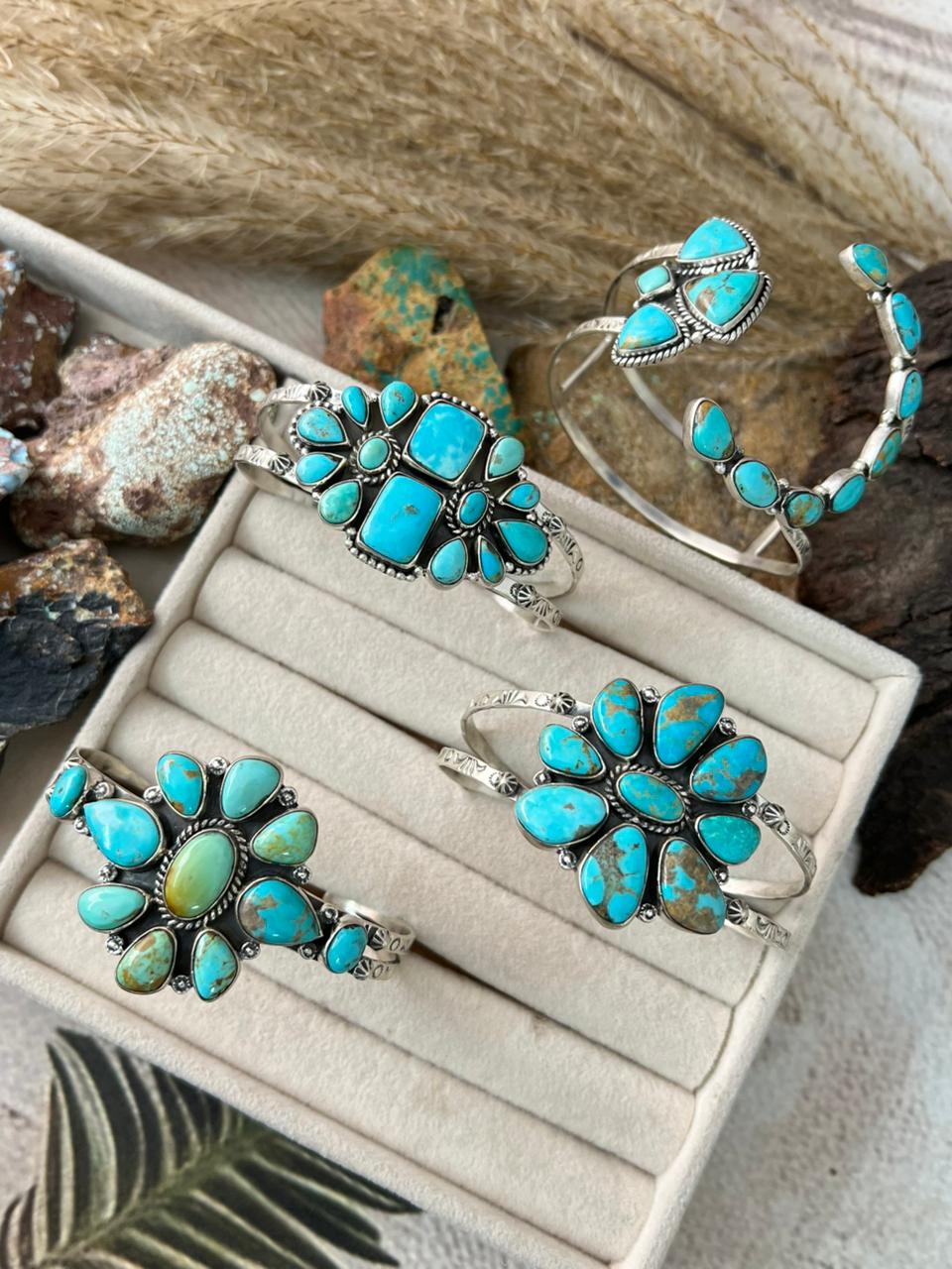 Handmade Sterling Silver Santa Maria Turquoise Bracelet "Signed Nizhoni"