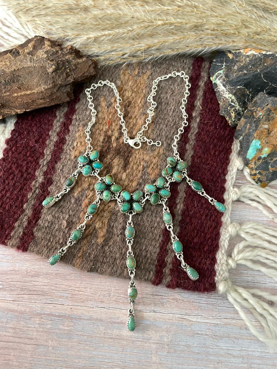 Handmade Sterling Silver Kingman Turquoise Necklace "Signed Nizhoni"