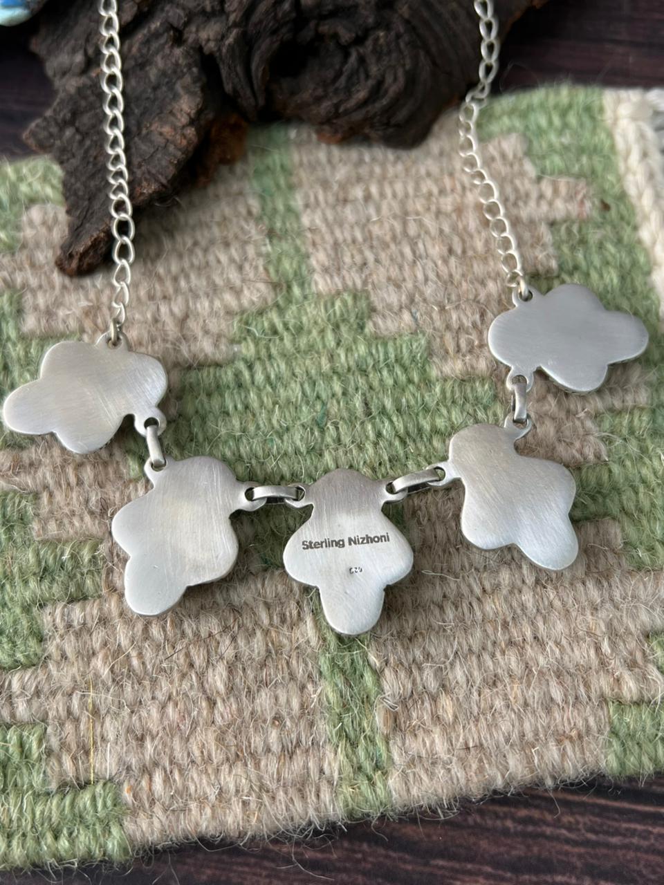 Handmade Sterling Silver White Buffalo Necklace "Signed Nizhoni"
