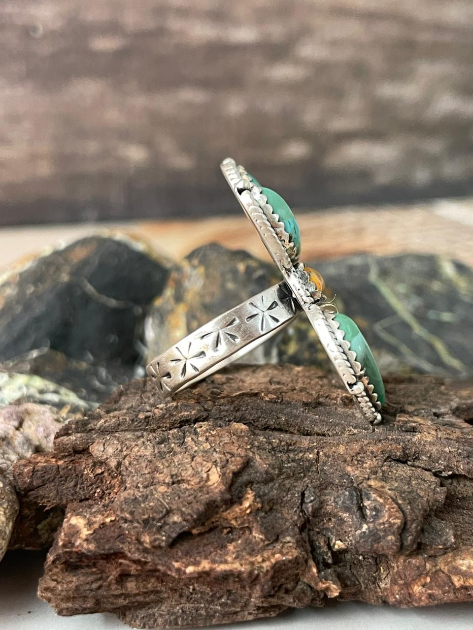 Handmade Sterling Silver Spring Collection: Bumblebee with Kingman Adjustable Ring "Signed Nizhoni"