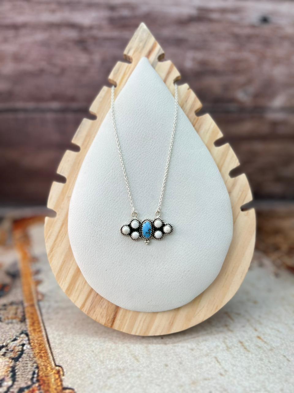 Handmade Sterling Silver Golden Hills with White Collection Necklace "Signed Nizhoni"