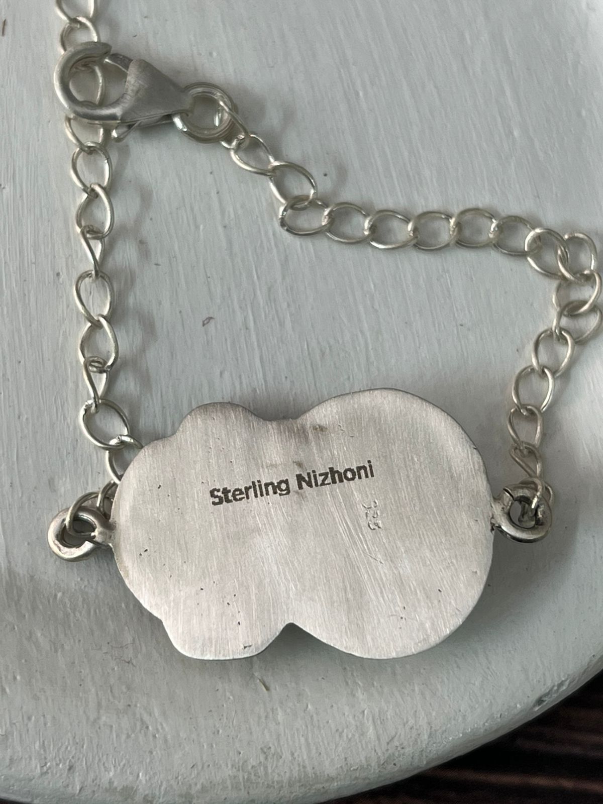 Handmade Sterling Silver Golden Hills Turquoise Chain Bracelet "Signed Nizhoni"