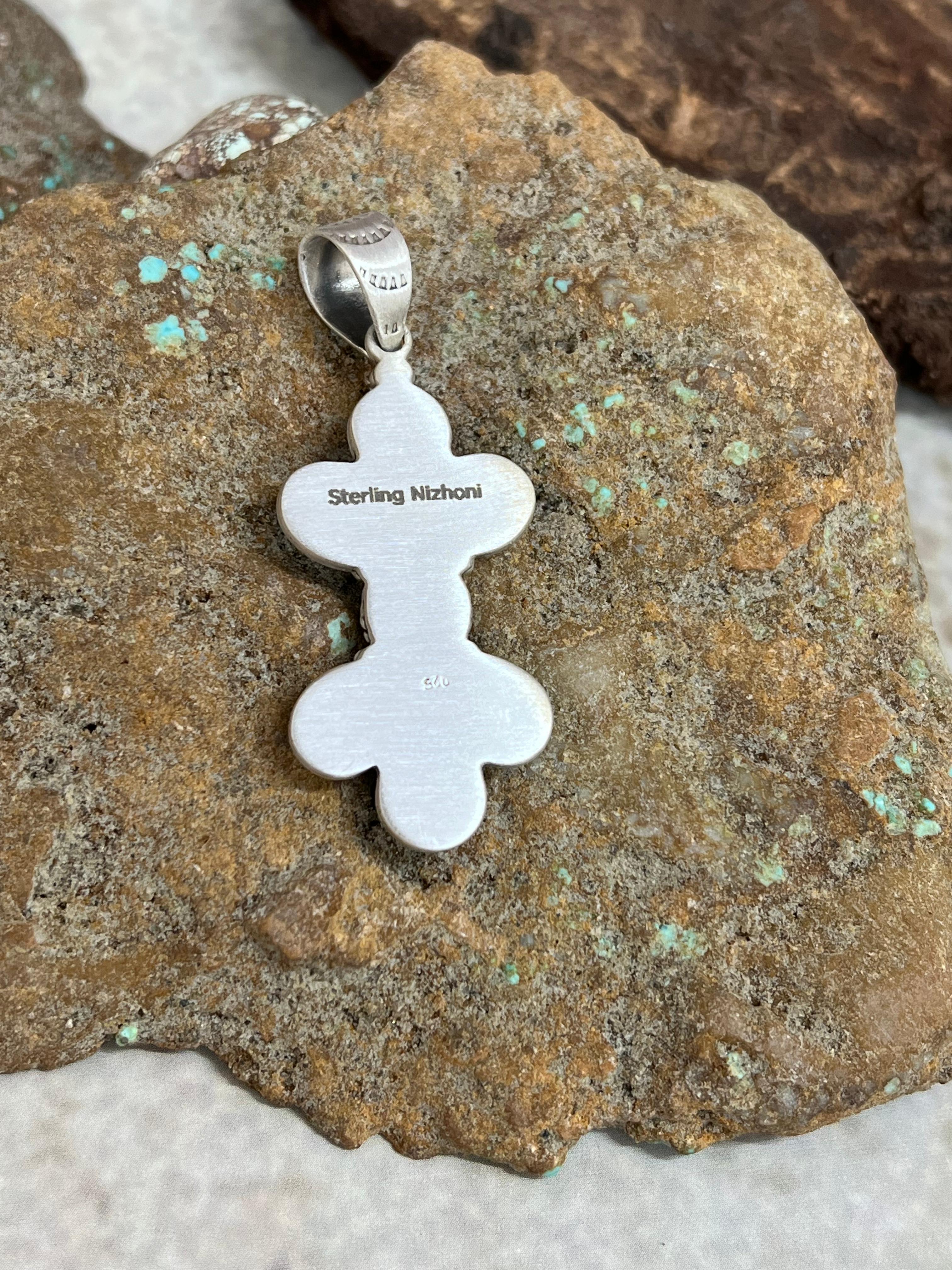 Handmade Sterling Silver White Buffalo Pendant Signed Nizhoni