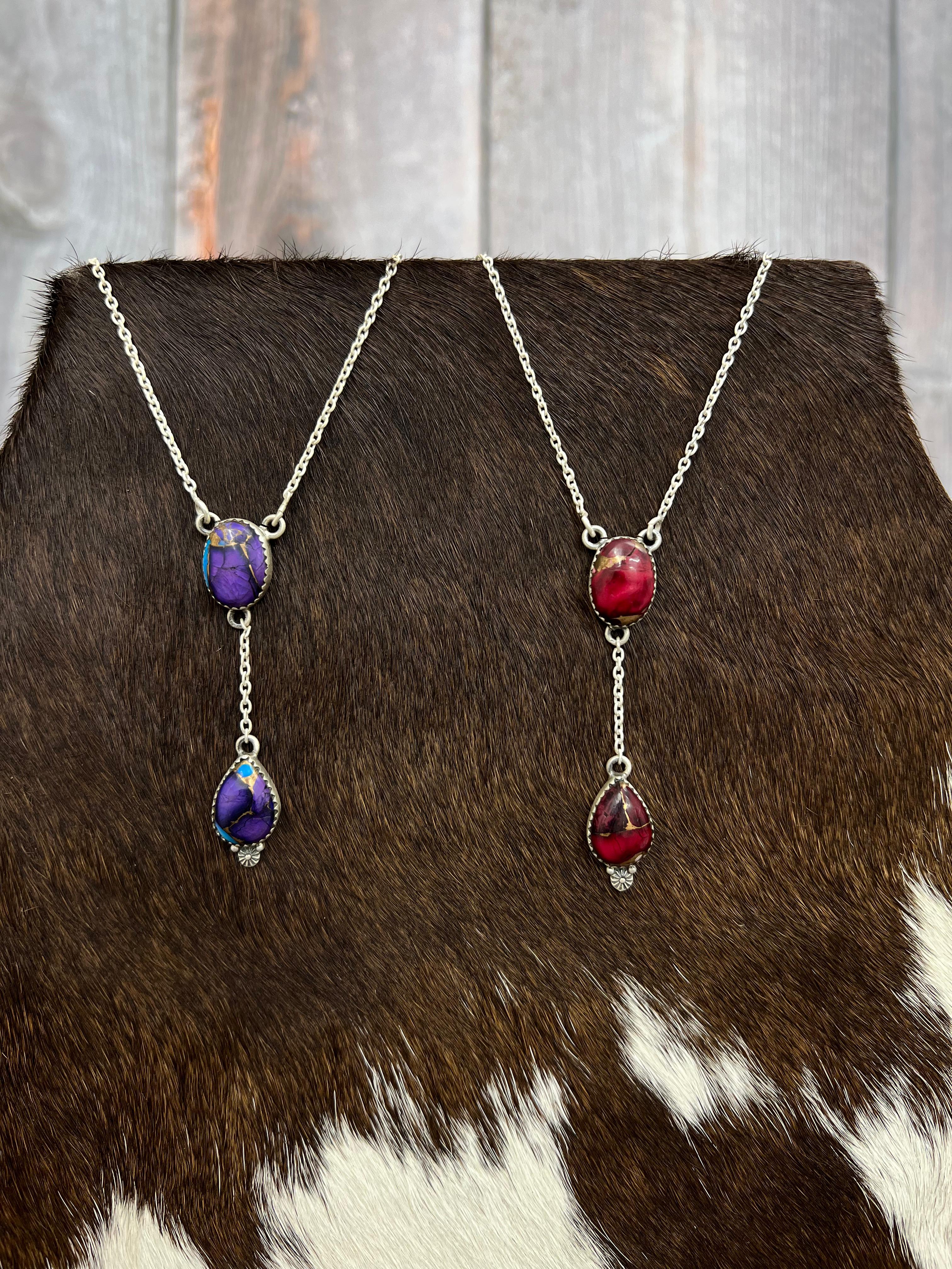 Handmade Sterling Silver Multistone Dahlia Necklace with Signed Nizhoni