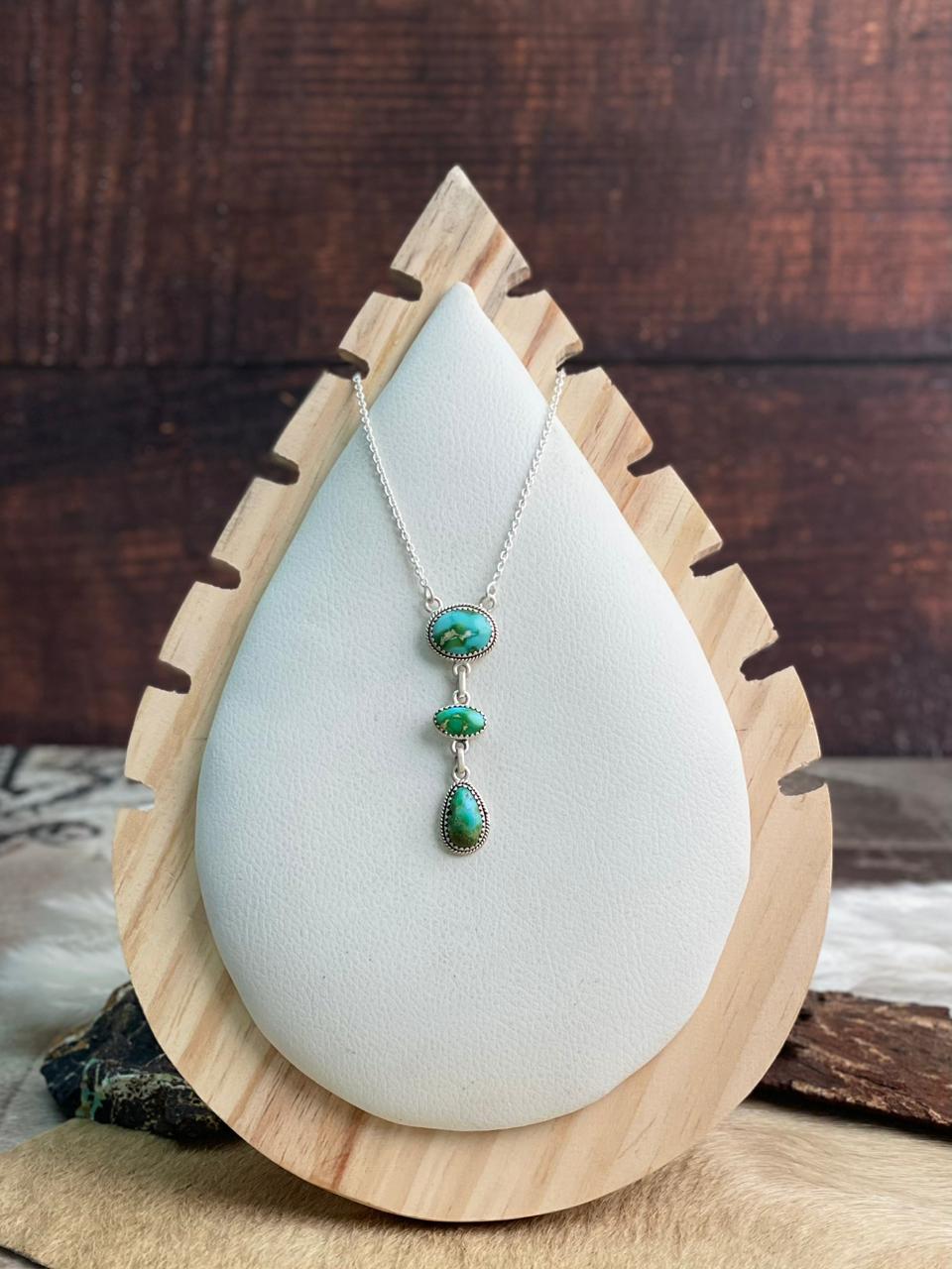 Handmade Sterling Silver Sonoran Mountain Turquoise Necklace "Signed Nizhoni"