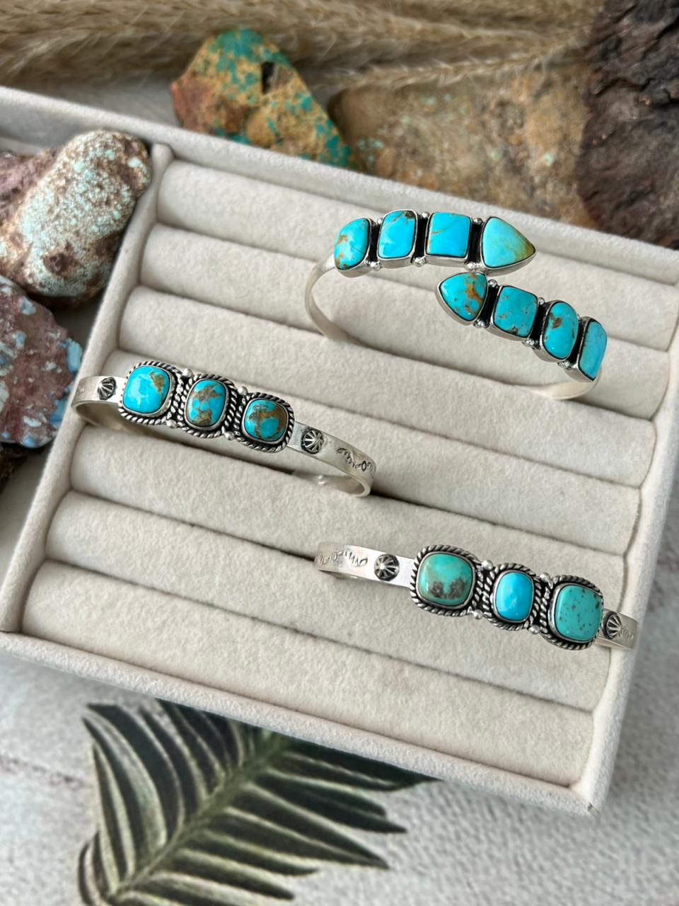 Handmade Sterling Silver Santa Maria Turquoise Bracelet "Signed Nizhoni"