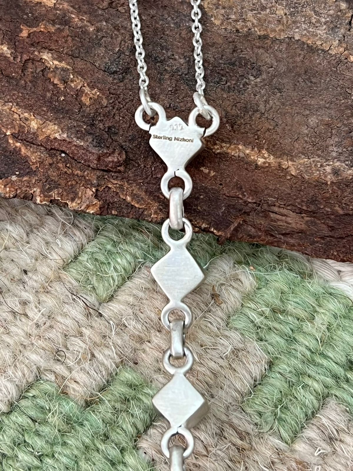 Handmade Sterling Silver White Buffalo Necklace "Signed Nizhoni"