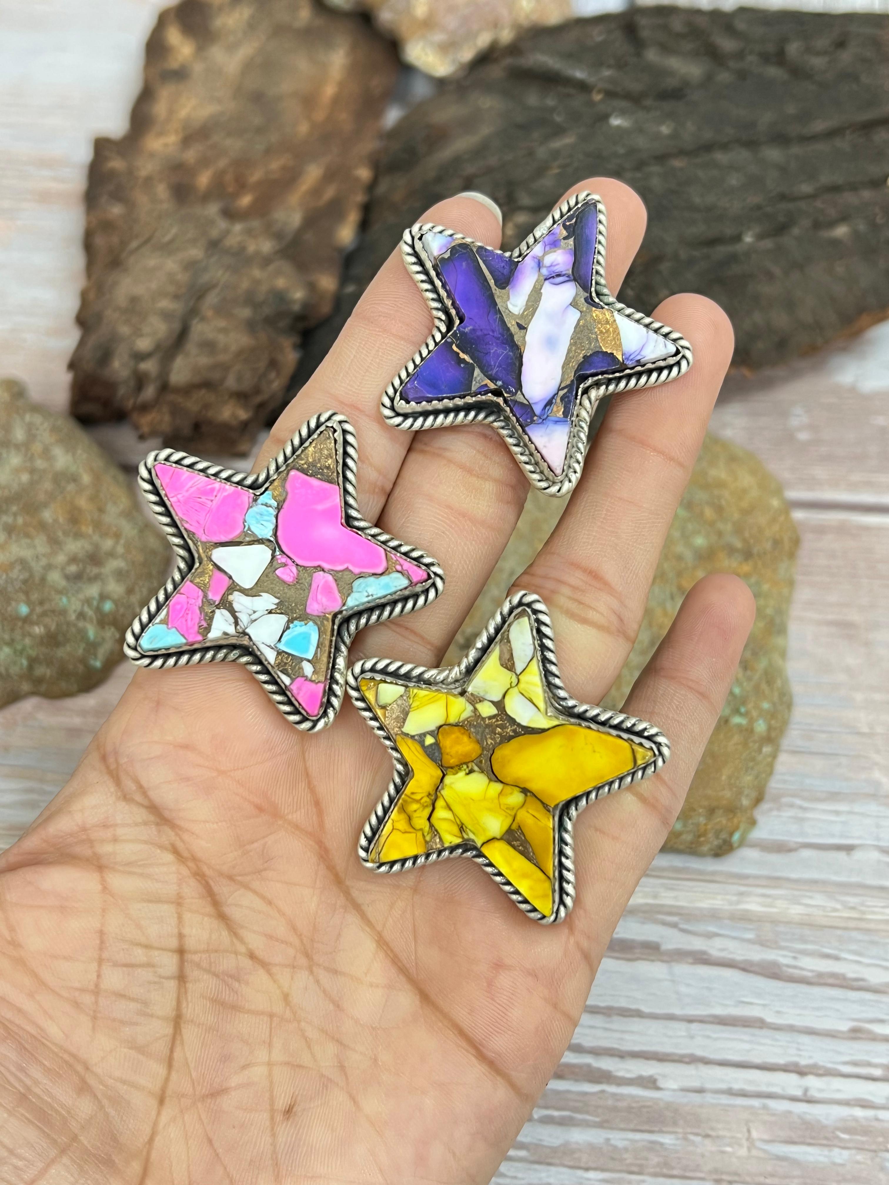 Handmade Sterling Silver Multi Stone Adjustable Ring Signed Nizhoni