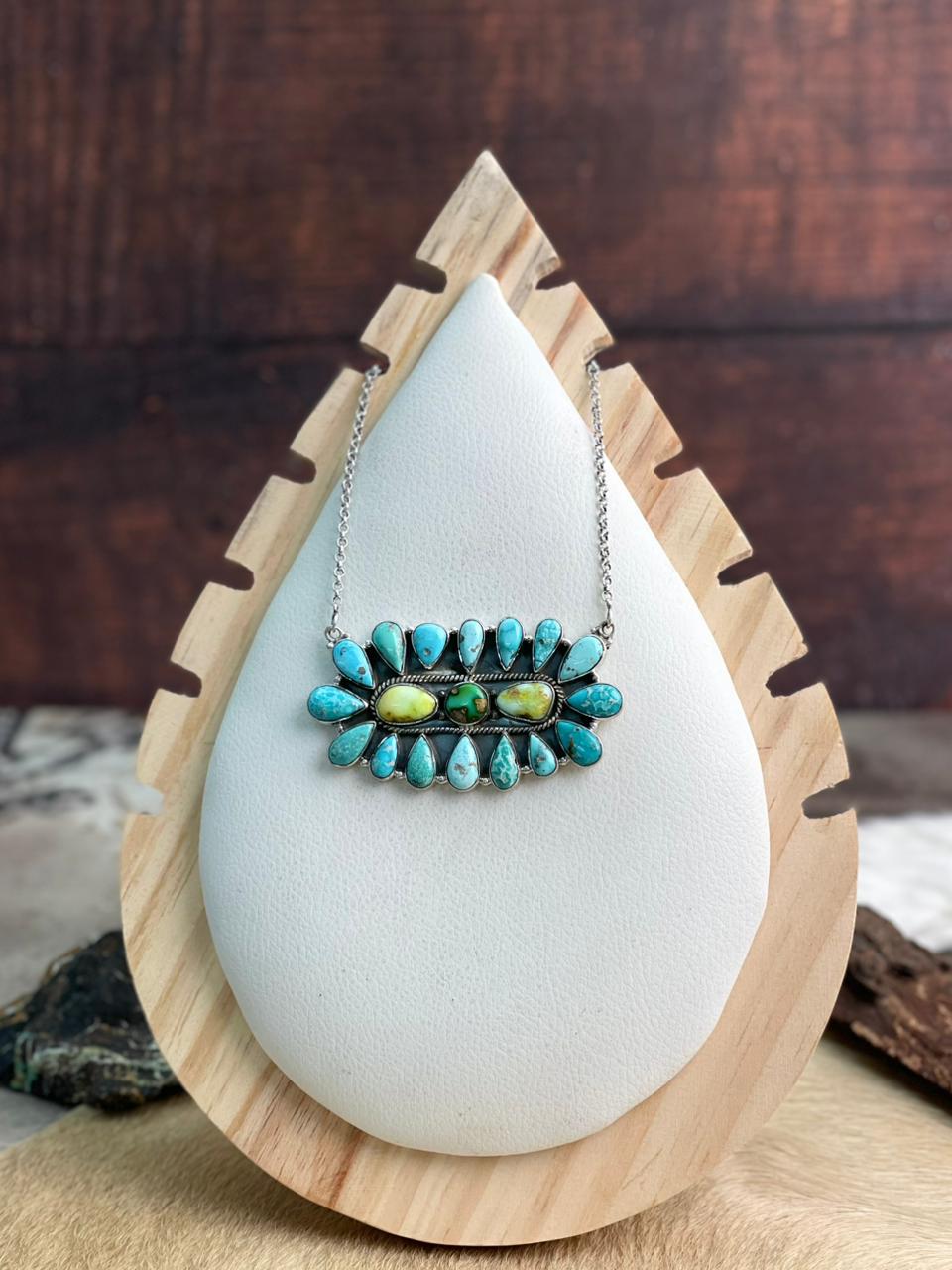 Handmade Sterling Silver Multi Stone Necklace "Signed Nizhoni"