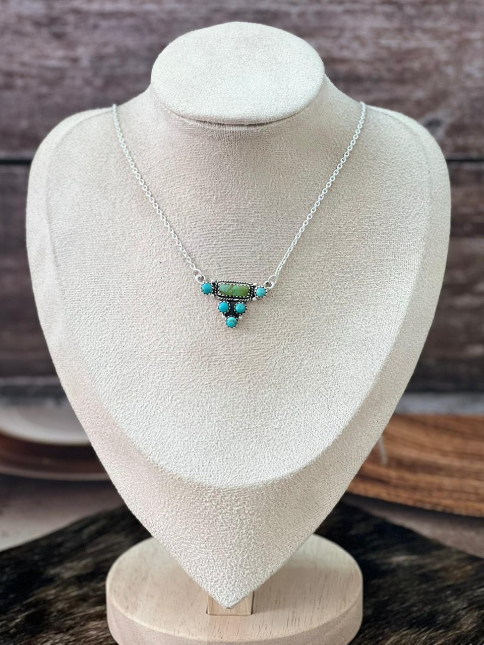 Handmade Sterling Silver Kingman Turquoise Necklace "Signed Nizhoni"