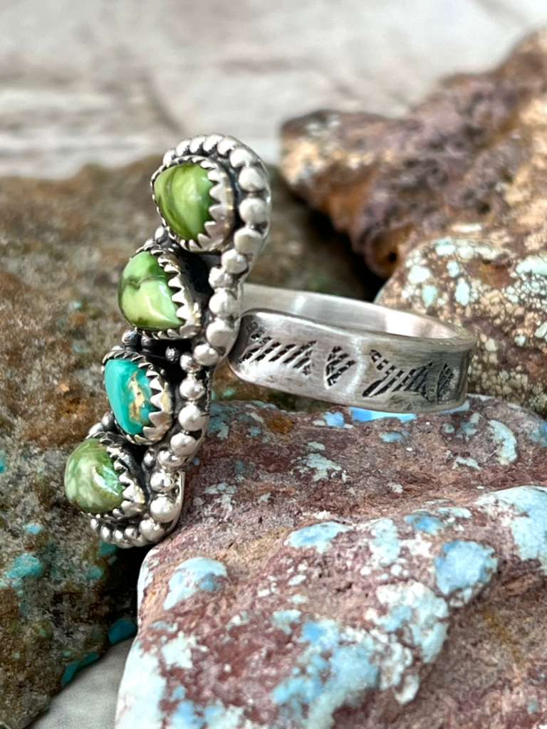 Handmade Sterling Silver Sonoran Mountain Turquoise Adjustable Rings "Signed Nizhoni"