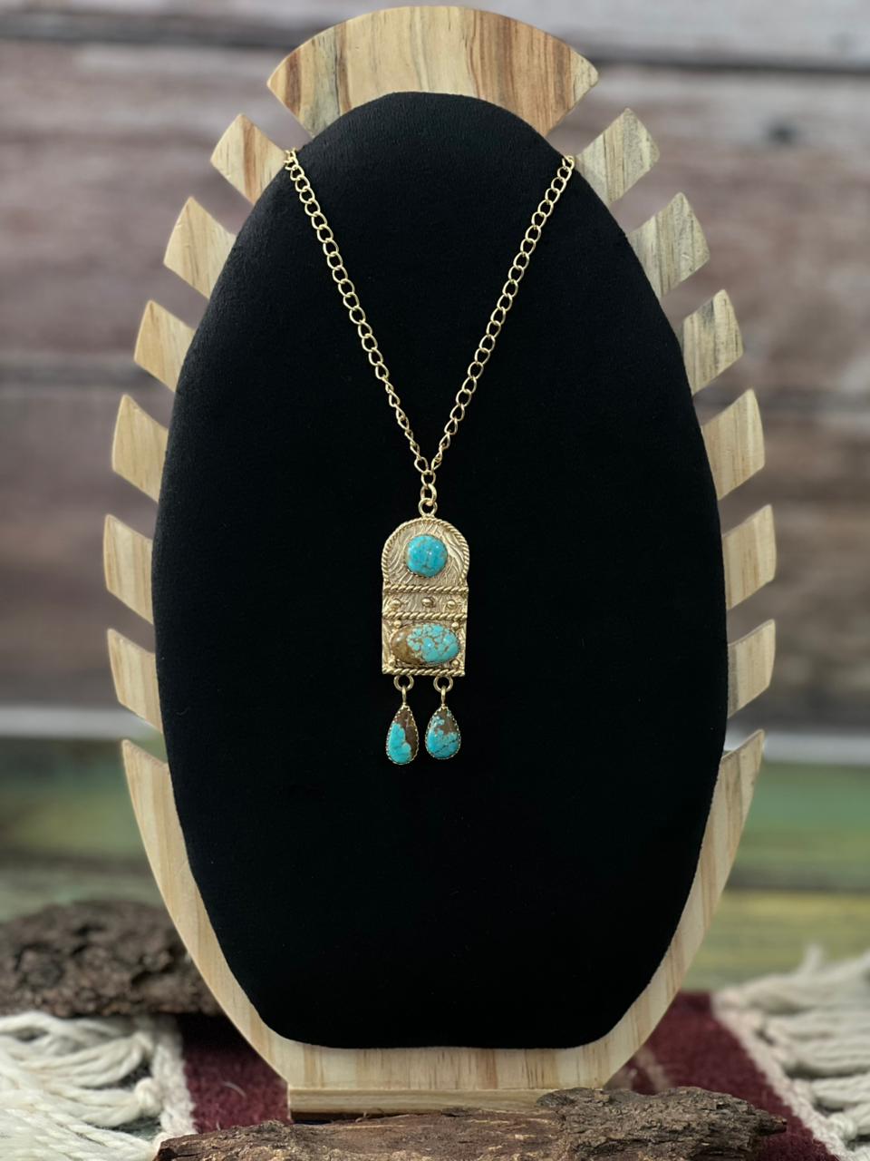 “The Golden Collection” Handmade Number 8 Turquoise with Gold Necklace