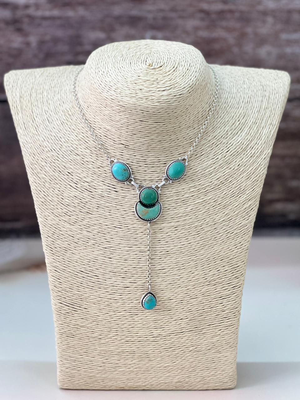 Handmade Sterling Silver Old Stock Royston Turquoise Necklace "Signed Nizhoni"