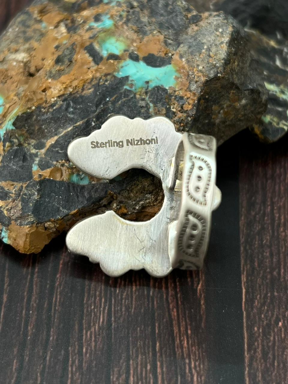 Handmade Sterling Silver Hot Pink Naja Adjustable Ring "Singed Nizhoni"