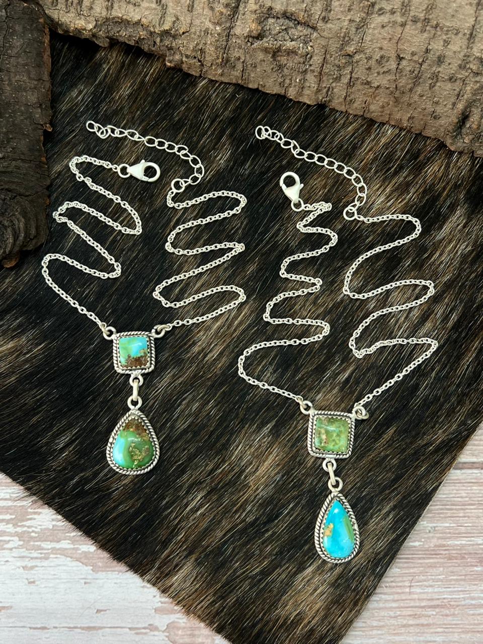 Handmade Sterling Silver Sonoran Mountain Turquoise Necklace "Signed Nizhoni"